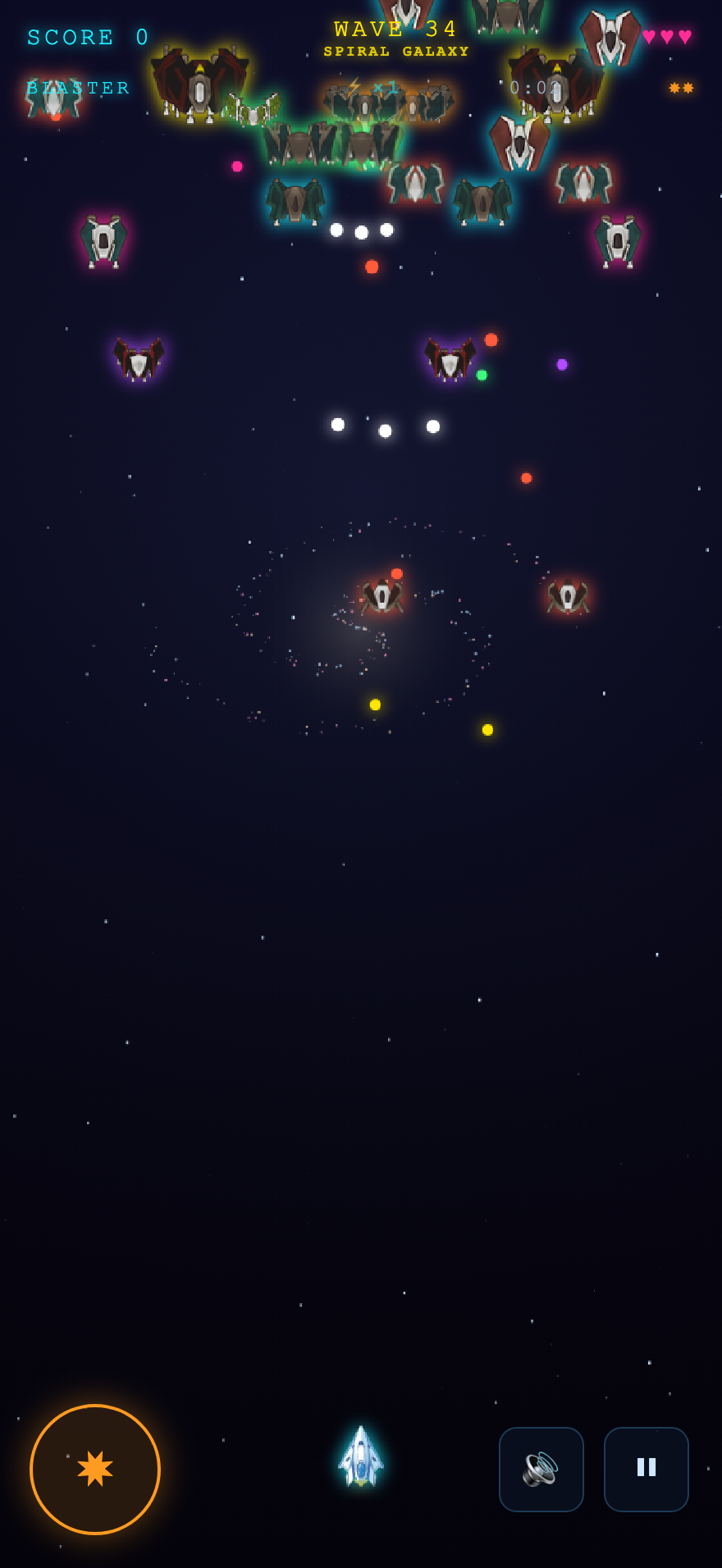 Nebula Blaster gameplay — waves of enemies